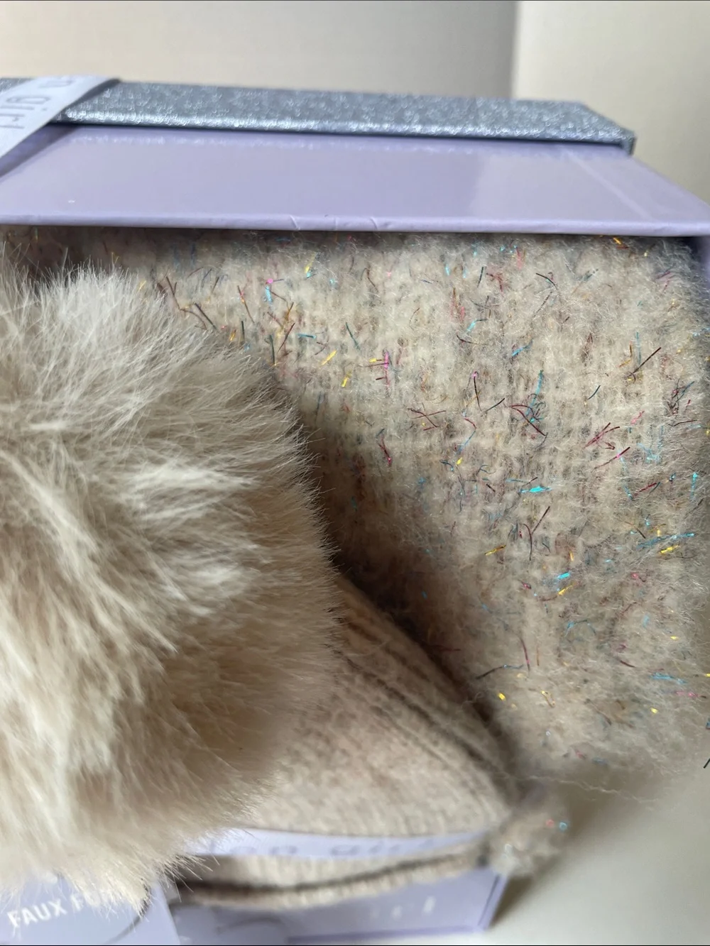 Madden Girl Cream Faux Fur Pom Beanie/ Scarf Gift Set NWT